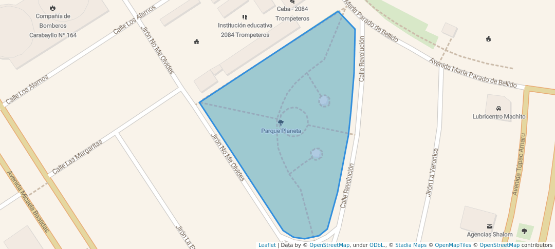 walking in Parque Planeta map in Carabayllo