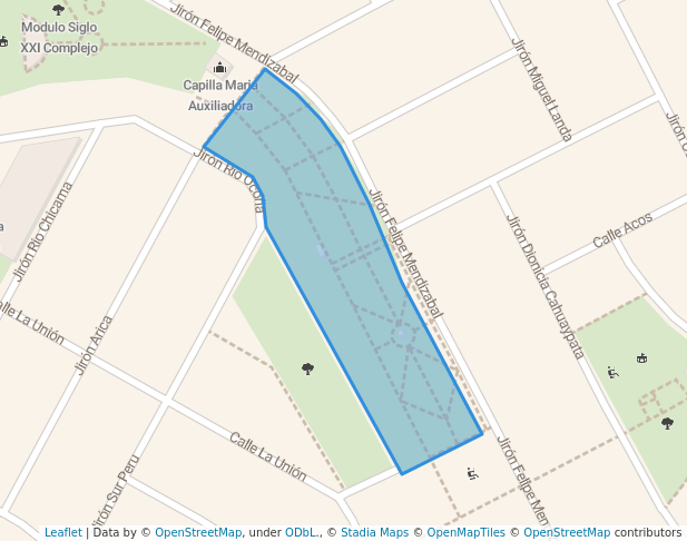 walking in Parque de la Amistad map in Comas