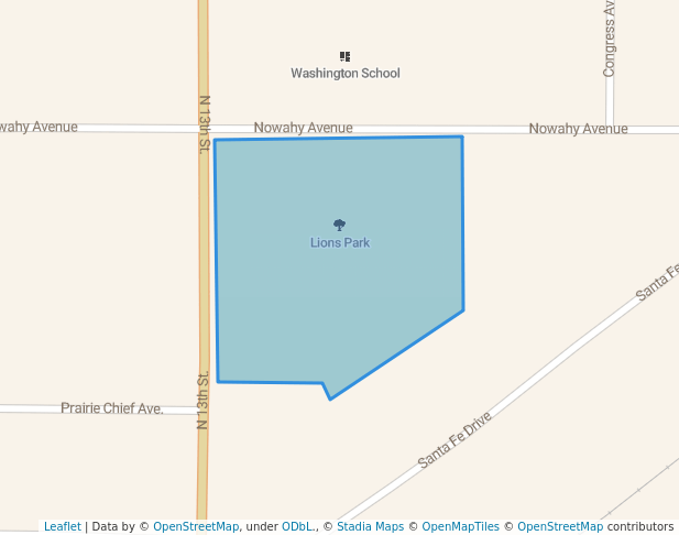 walking in Lions Park map in Clinton