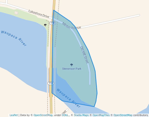 walking in Stevenson Park map in Weyauwega