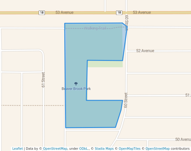 walking in Beaver Brook Park map in Barrhead
