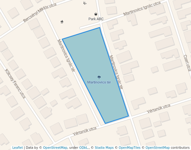 walking in Martinovics tér map in Veszprém