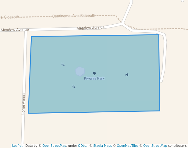 walking in Kiwanis Park map in Warrenville