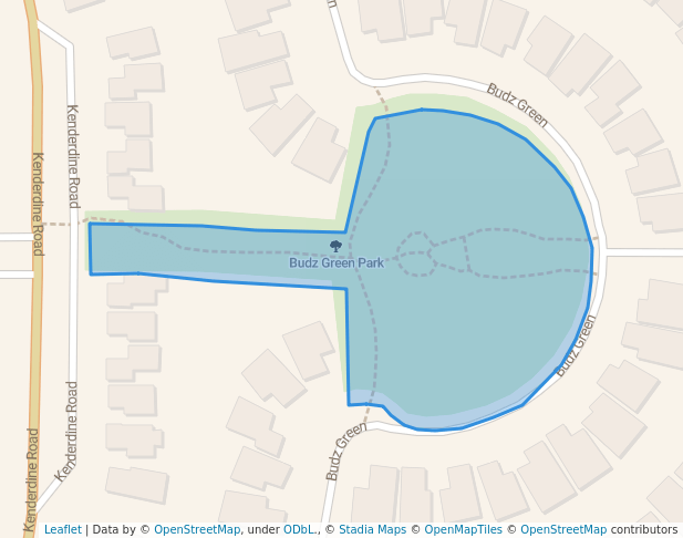 walking in Budz Green Park map in Gree