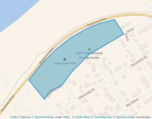 walking in Harbourview Park map in Midland