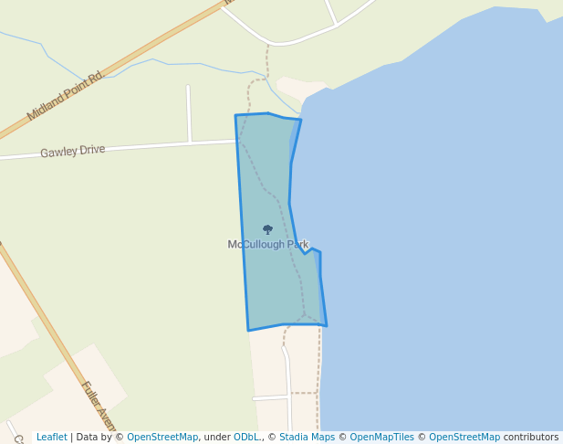 walking in McCullough Park map in Midland