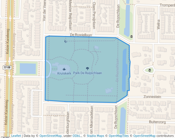 walking in Park De Ruijschlaan map in Amstelveen