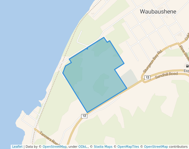 walking in Waubashene Beaches Provincial Park map in Waubaushene