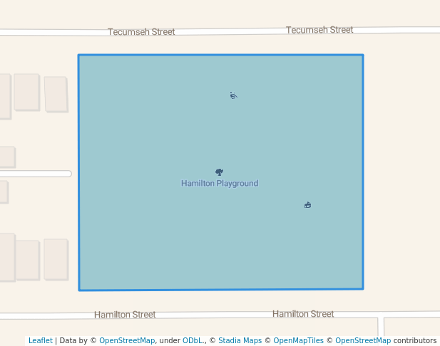 walking in Hamilton Playground map in Toledo