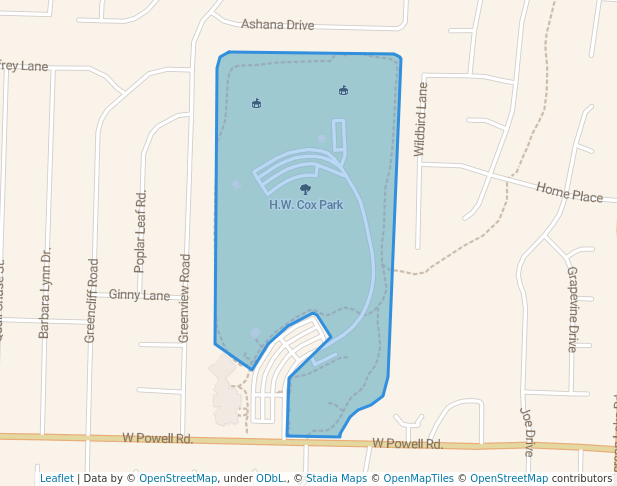 walking in H.W. Cox Park map in Collierville