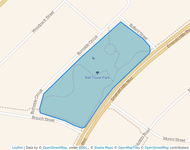 walking in Bell Tower Park map in Leppington