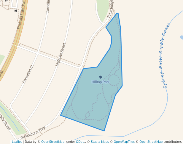 walking in Hilltop Park map in Leppington