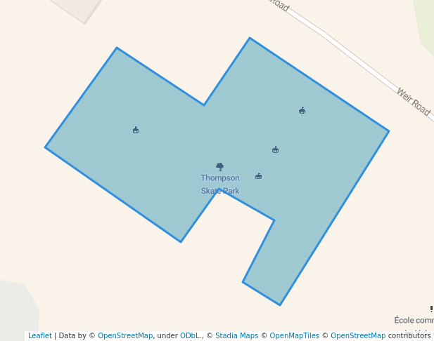 walking in Thompson Skate Park map in Thompson