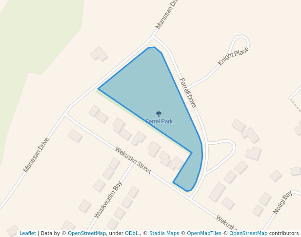 walking in Ferrel Park map in Thompson