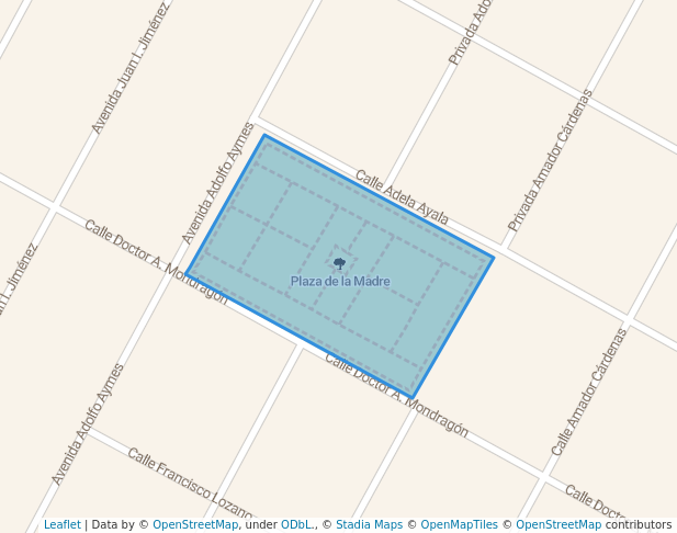 walking in Plaza de la Madre map in Torreón