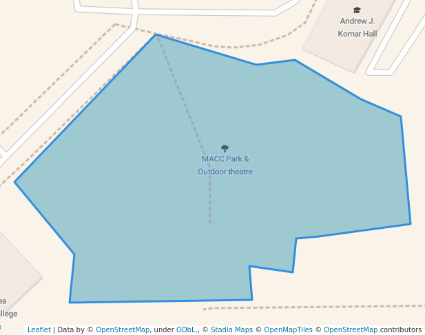 walking in MACC Park & Outdoor theatre map in Moberly