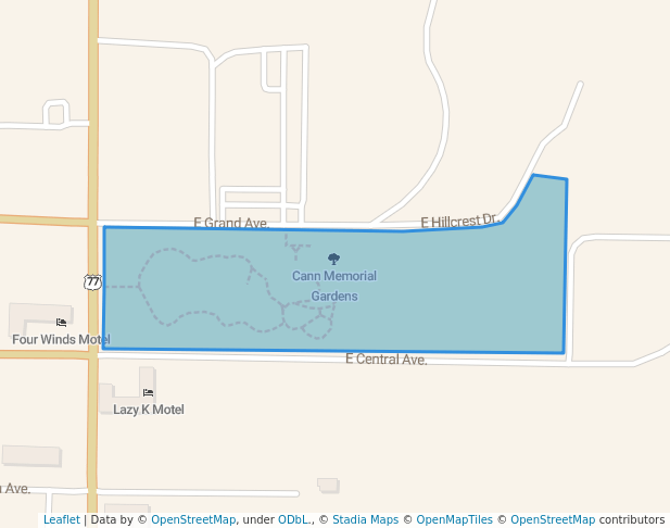 walking in Cann Memorial Gardens map in Ponca City