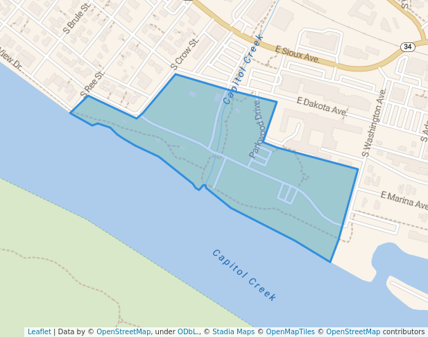 walking in Griffin Park map in Pierre