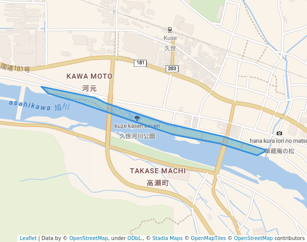 久世河川公園 in Maniwa | Map and Routes