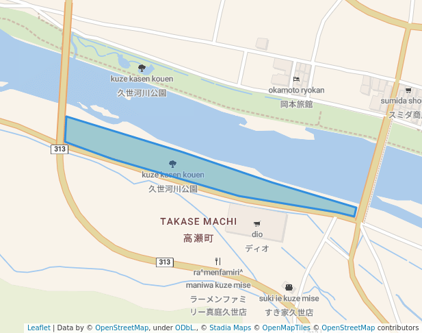 久世河川公園 in Maniwa | Map and Routes