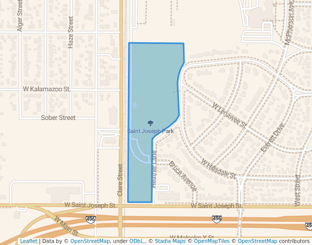 walking in Saint Joseph Park map in Lansing