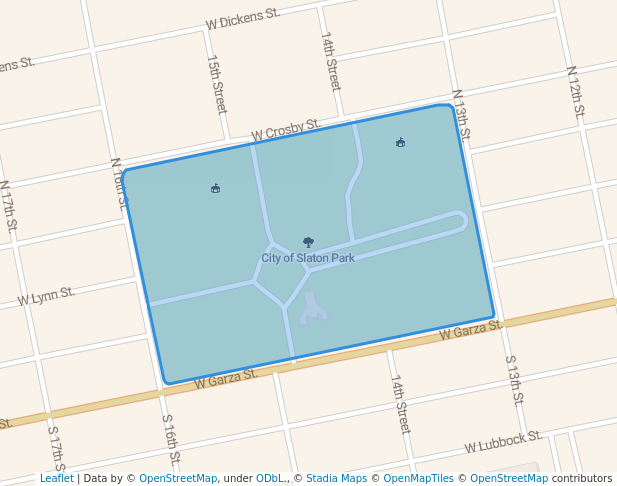 walking in Slaton City Park map in Slaton