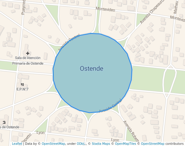 walking in Plaza 25 de Mayo map in Ostende