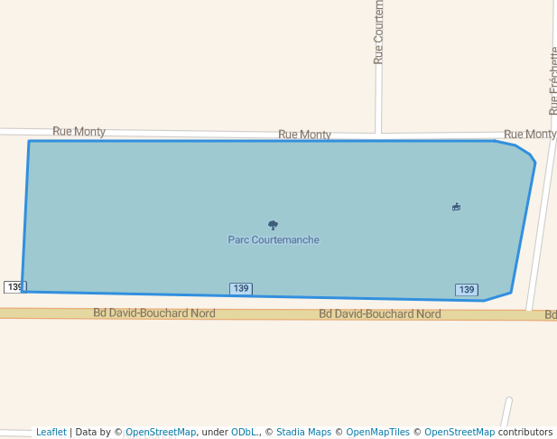 walking in Parc Courtemanche map in Granby