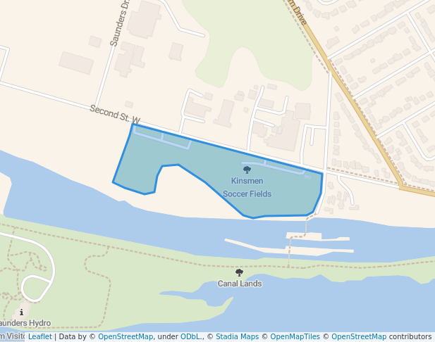 walking in Kinsmen Soccer Fields map in Cornwall