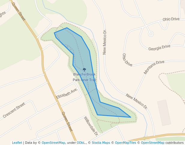 walking in Blanche Brook Park Inner Trail map in Stephenville