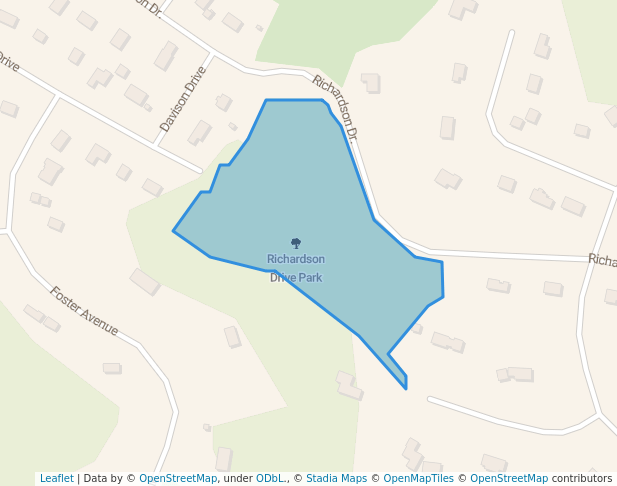 walking in Richardson Drive Park map in Fall River