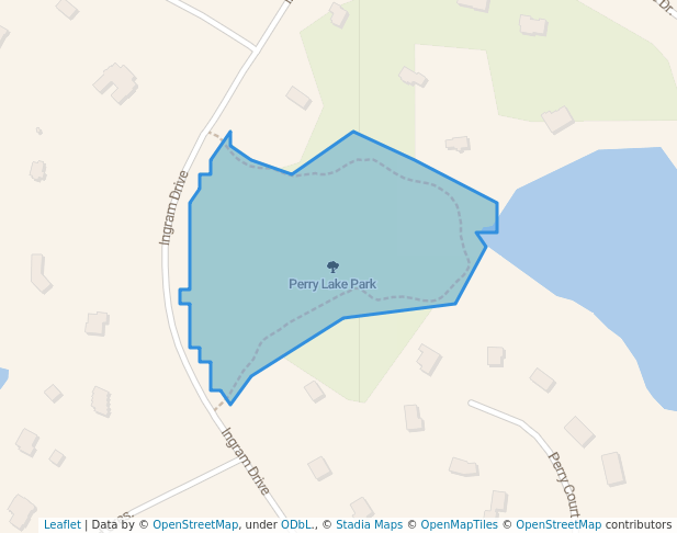 walking in Perry Lake Park map in Fall River