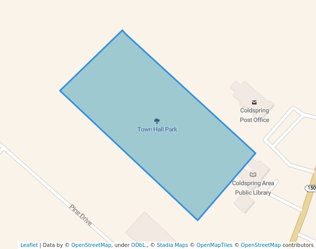 walking in Town Hall Park map in Coldspring