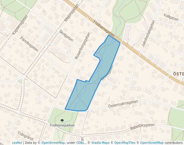 walking in Fridhemsparken map in Sundsvall