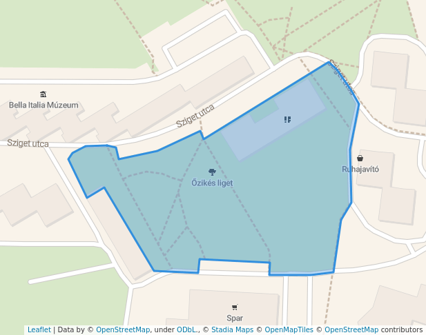 walking in Őzikés liget map in Székesfehérvár