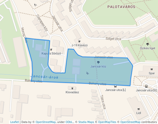 walking in Jancsár köz map in Székesfehérvár