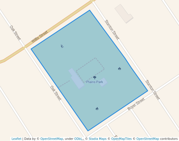 walking in Plains Park map in Plains