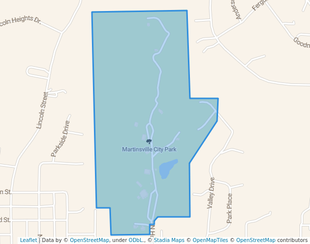 walking in Martinsville City Park map in Martinsville