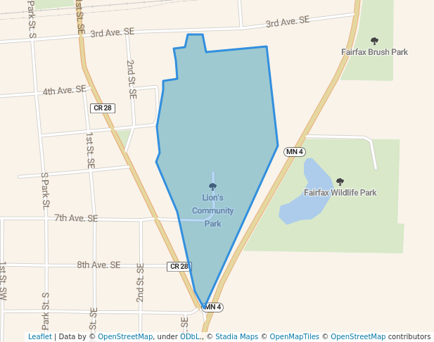 walking in Lion's Community Park map in Fairfax