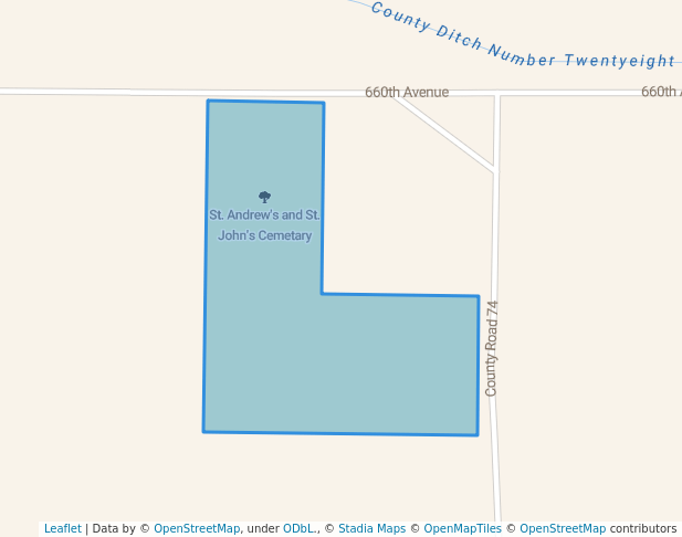 walking in St. Andrew's and St. John's Cemetary map in Fairfax