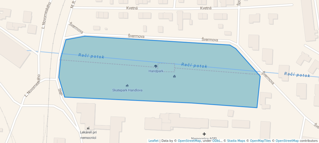 walking in Handpark map in Handlová