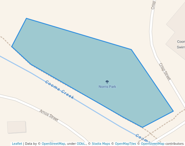 walking in Norris Park map in Cooma