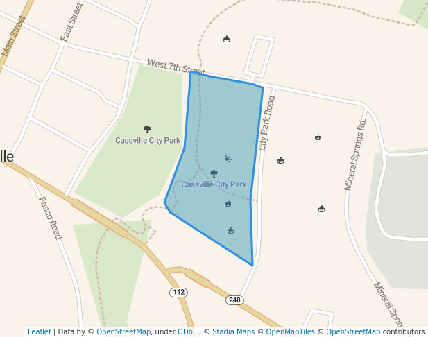 walking in Cassville City Park map in Cassville