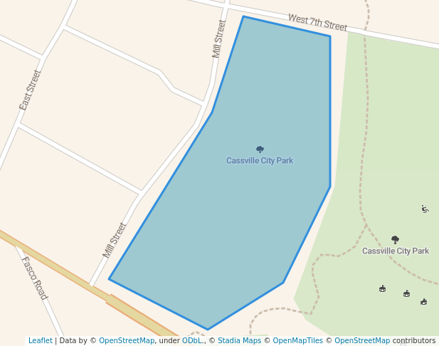 walking in Cassville City Park map in Cassville