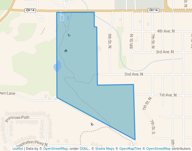 walking in Barkers Alps Park map in Bayport