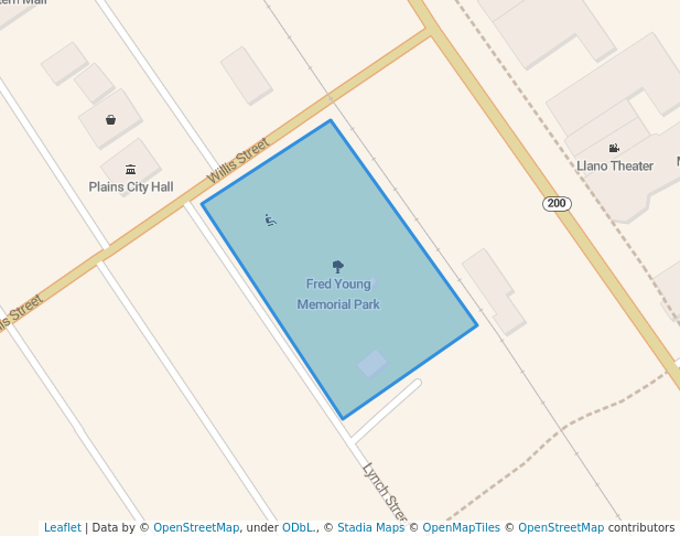 walking in Fred Young Memorial Park map in Plains