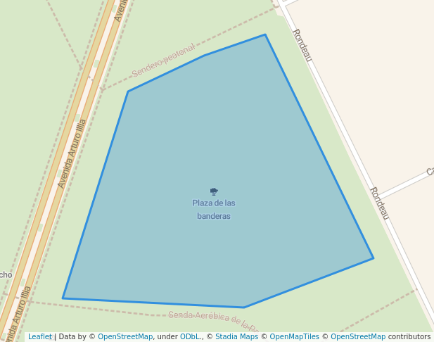 walking in Plaza de las banderas map in Tandil