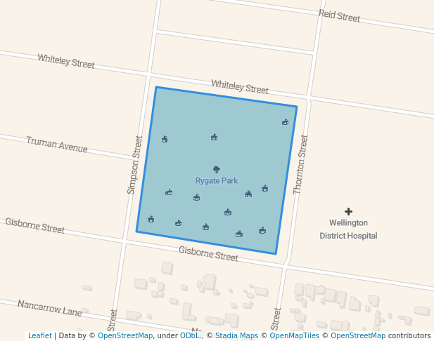 walking in Rygate Park map in Wellington