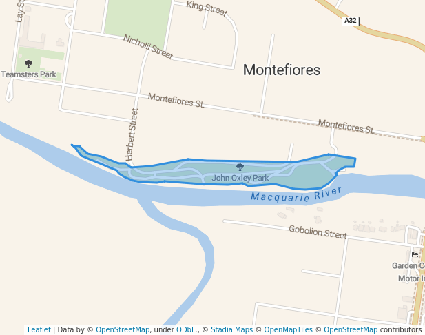 walking in John Oxley Park map in Montefiores