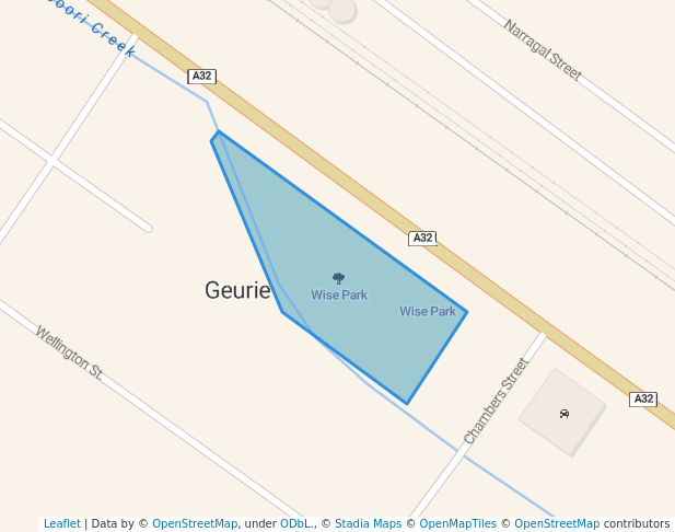 walking in Wise Park map in Geurie